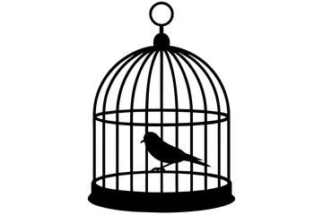 bird cage silhouette vector illustration