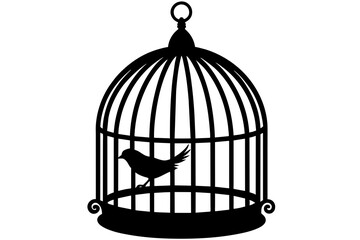 bird cage silhouette vector illustration