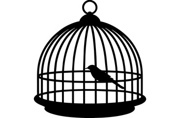 bird cage silhouette vector illustration