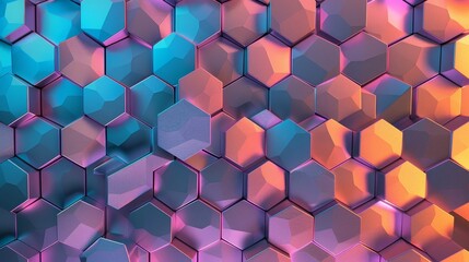 Illuminated Hexagonal Pattern with Gradient Shades of Light | Abstract Geometric Design with Reflective Elements