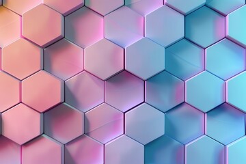 Vibrant Hexagon Gradient Pattern - Abstract 3D Geometric Background in High Resolution
