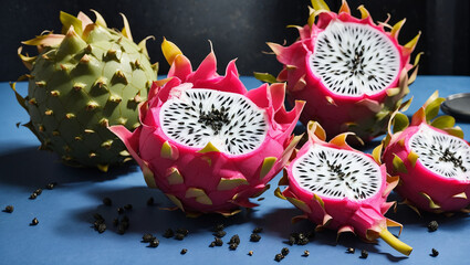 surface are several dragon fruits