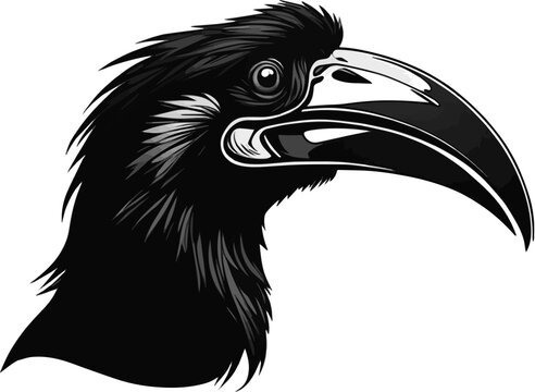 recommend clip art: Hornbil bird silhouette icon, Toucan perched silhouette icon isolated on white background