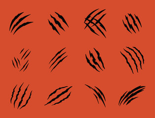 Claws scratches set vector illustration.