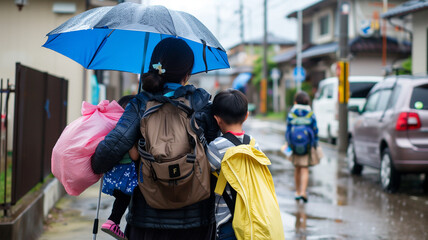 Fototapeta premium 台風の避難 