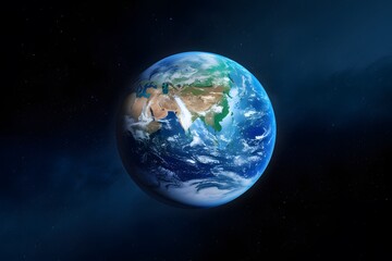 Fototapeta premium Earth, a beautiful blue orb in space, with white clouds and patches of land