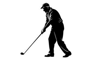 Playing golf silhouette vector illustration