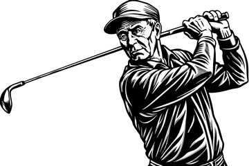 Playing golf silhouette vector illustration