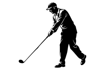 Playing golf silhouette vector illustration