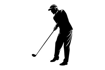 Playing golf silhouette vector illustration
