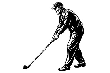 Playing golf silhouette vector illustration