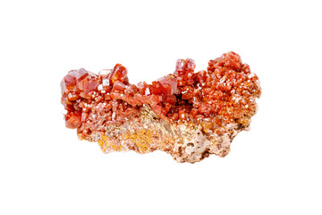 stone Vanadinite mineral stone on a white background close up
