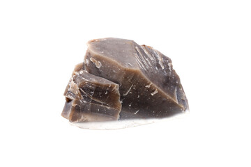 Flint mineral stone in the rock on a white background close up