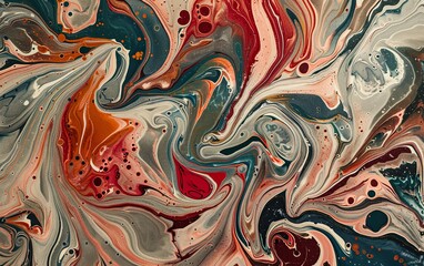 Vibrant Handmade Marbled Paper Texture With Swirling Colors and Patterns