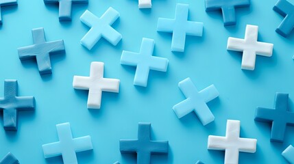 Obraz premium Simplified Abstract Blue Medical Crosses