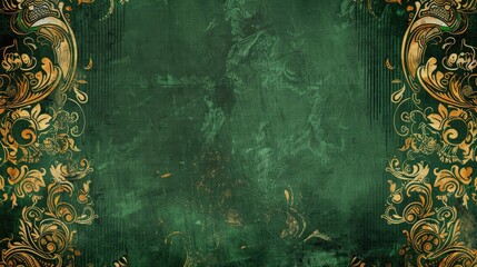 Vintage Green Invitation with Elaborate Background and Retro inspired Design