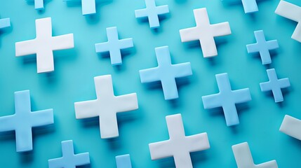 Obraz premium Simplified Abstract Blue Medical Crosses