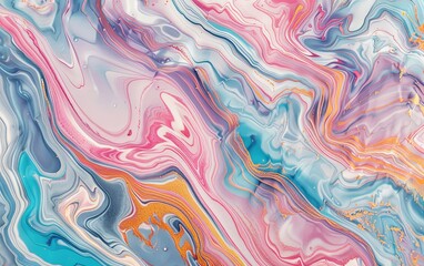 Obraz premium Colorful Abstract Acrylic Flow Painting With Pink And Blue Swirls