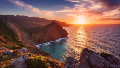 cliff sunset