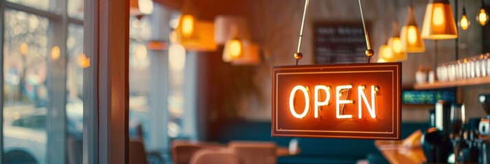 Two African American women holding a chalkboard 'Open' sign in front of a cafe. Joyful and welcoming atmosphere perfect for promoting local businesses and diversity.