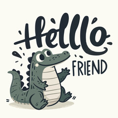 Cute crocodile friend tee designs concept