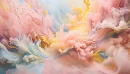 whimsical journey through pastel dreams a vibrant abstract painting featuring swirls of pink blue...