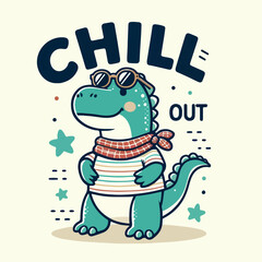 Cute cartoon dinosaur summer t-shirt art design