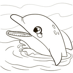 Cute dolphin character coloring page
