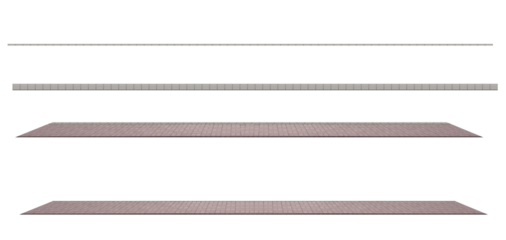 New contemporary sidewalk made of red paving stones - on isolated transparent background.