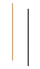 Vertical orange black long thin pipes - on isolated transparent background.