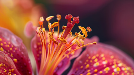 A close up of a flower with a red center and orange petals - Powered by Adobe