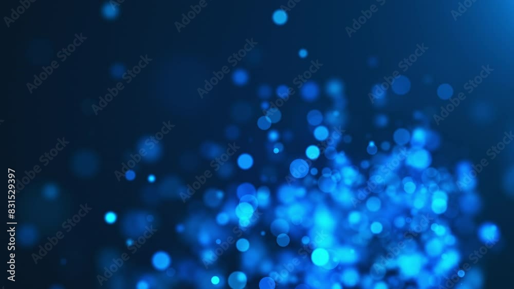 Poster blue bokeh particles. computer generated 3d render