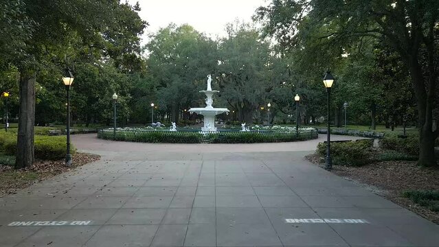 Forsyth Park Fountain South View full Savannah Georgia HD