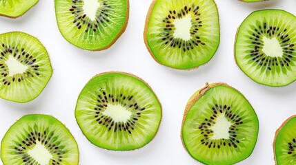 Fototapeta premium Kiwi slices on a white background