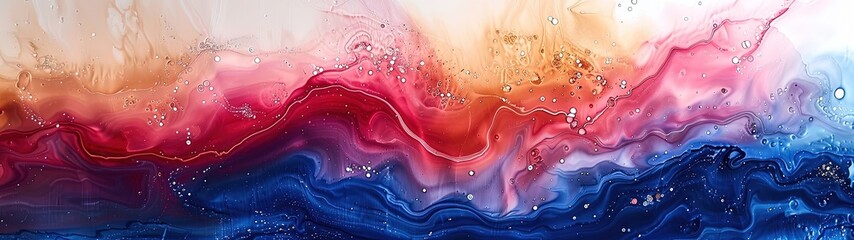 Abstract Liquid Art in blue, red, and yellow collide. Best for glowing abstract backgrounds