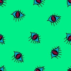 Cartoon Halloween monsters eyes seamless autumn pattern for wrapping paper