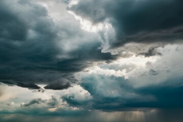 Dark, turbulent clouds bring an impending storm, creating an ominous yet captivating atmosphere