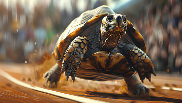 Tortoise wins the race, Tortoise and the Hare race concept
