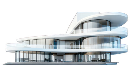 Futuristic building isolated on white created with Generative AI