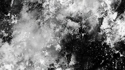 Abstract texture of monochrome particles in a grunge black and white pattern