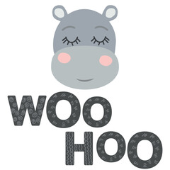 Cute face of an animal with lettering. Scandinavian style and pastel palette. baby posters, cards, clothes, childrens rooms