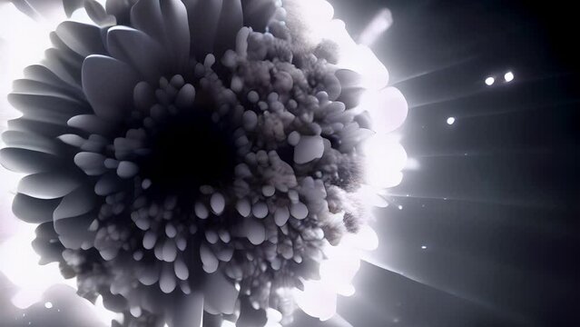 black and white subatomic explosion