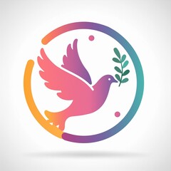 Obraz premium logo de colombe rose tenant un rameau d'olivier pour la paix en ia