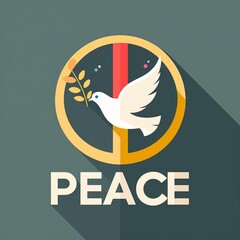 colombe avec un rameau d'olivier symbole de paix sur le symbole Peace and love en ia