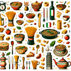 Vibrant Italian Pasta Illustration