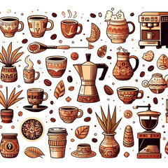 Inca-Inspired Peruvian Coffee Illustration