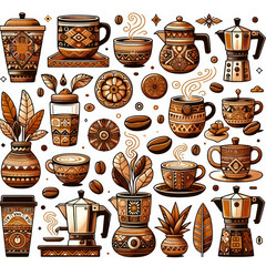 Inca-Inspired Peruvian Coffee Illustration