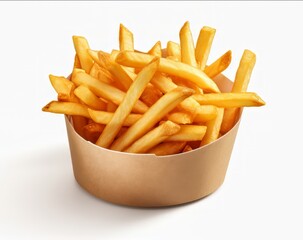 french fries in a white box mockup  on isolated background