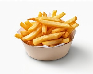 french fries in a white box mockup  on isolated background