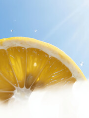 Macro of lemon and ice